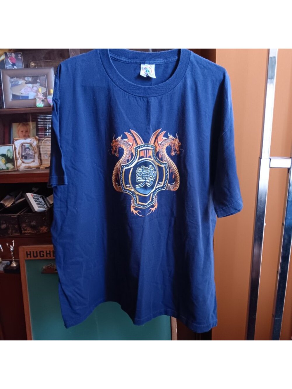 XL Vintage Delta Pro Weight T-shirt Dragon Blue Made In Usa All Cotton